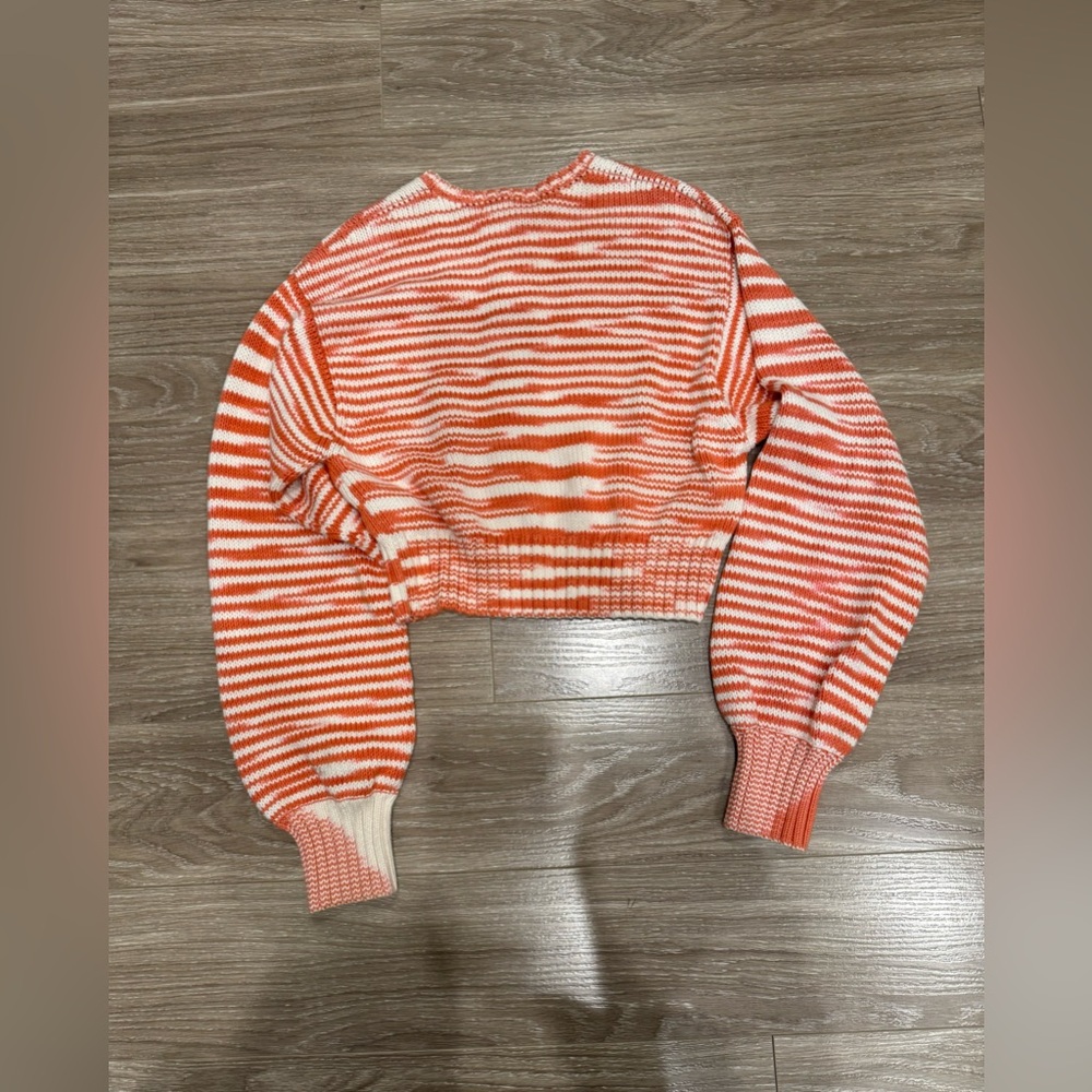 Ciao Lucia Coral and White Striped Cropped Cardigan - Picture 12 of 12